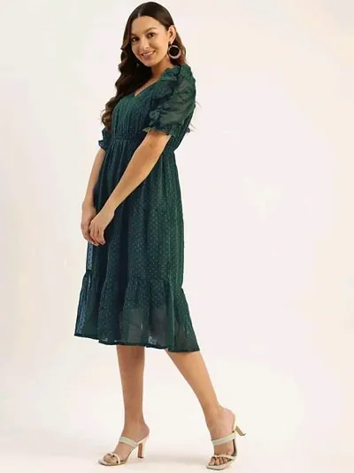 Stylish Georgette Dress With Ruffles Sleeves