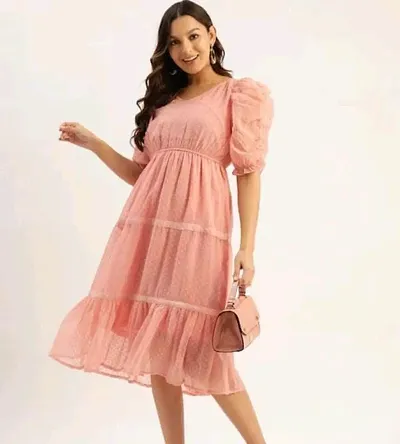 Beautiful Elegant Georgette Dress With Ruffled Sleeves