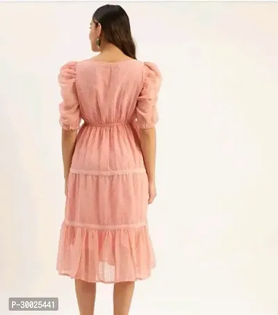 Elegant Peach Georgette Dress With Ruffled Sleeves-thumb4