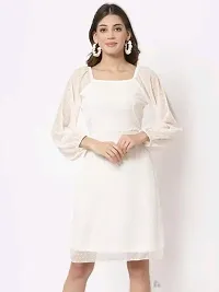 Stylish White Georgette Buta Dress With Square Neck-thumb1