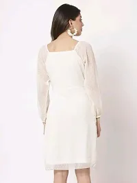 Stylish White Georgette Buta Dress With Square Neck-thumb2