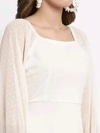 Stylish White Georgette Buta Dress With Square Neck-thumb3