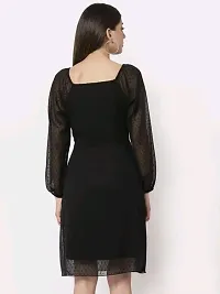 Stylish Black Georgette Dress With Square Neck-thumb3