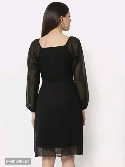 Stylish Black Georgette Dress With Square Neck-thumb4