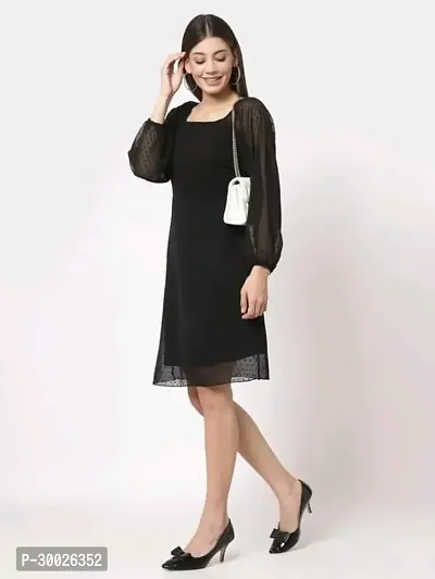 Elegant Black Buta Georgette Dress With Square Neck For Women-thumb0