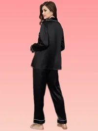 Trendy Satin Black Full Night Suit-thumb3