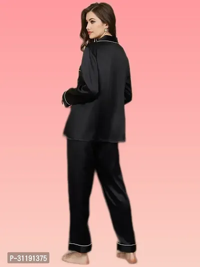 Trendy Satin Black Full Night Suit-thumb4