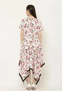 Beautiful Asymmetric White Floral Print Dress-thumb2