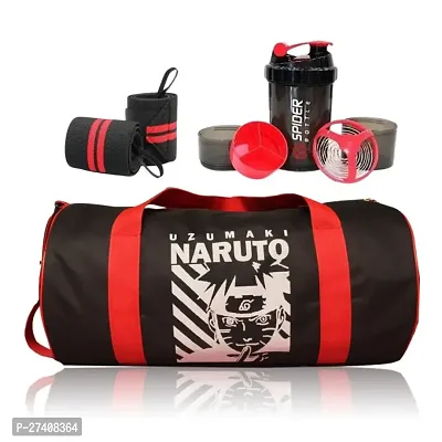 Polyester Duffel Gym Bag Shoulder Bag Gym Shaker Protein Sipper high Quality Gym wrist band red anime printed gym bags-thumb0