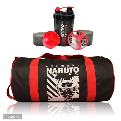 Anime printed Naruto Gym Bag Sports Bag Mens Gym Bag, and with Gym Shaker Protein Spider Sipper-thumb0
