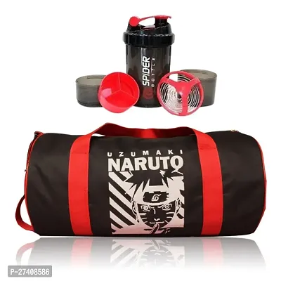 Anime printed Naruto Gym Bag Sports Bag Mens Gym Bag, and with Gym Shaker Protein Spider Sipper