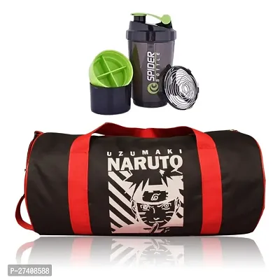 Anime printed Naruto Gym Bag Sports Bag Mens Gym Bag, and with Gym Shaker Protein Spider Sipper-thumb0