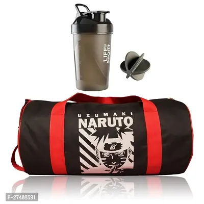 Anime printed Naruto Gym Bag Sports Bag Mens Gym Bag, and with Gym Shaker Protein Spider Sipper