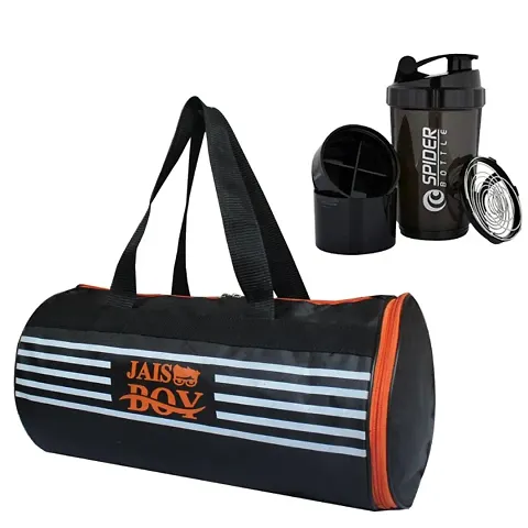 Stylish PU Printed Duffle Bag with Gym Essential Set