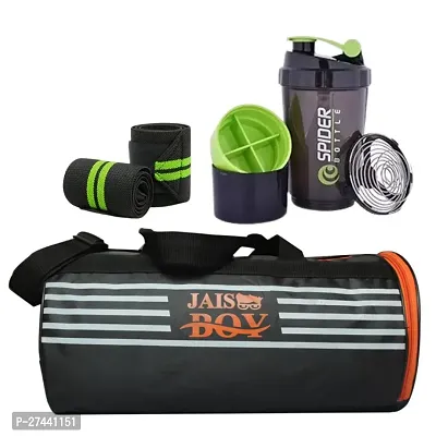 Gym Bag Shoe Compartment Shoulder with Gym Shaker Protein Sipper high Quality Gym Wrist Support Band Green for Men  Women