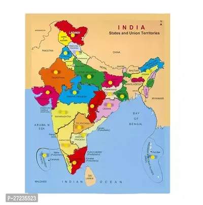 Wooden Indian Map Puzzles For Kids Identifier Board Map With Knobs Educational Puzzle Learning Wooden India Puzzle Map