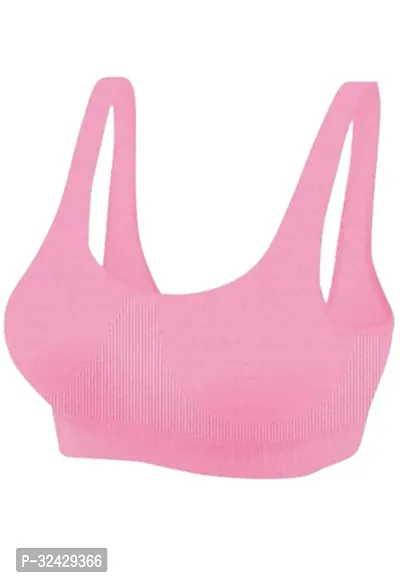 Stylish Pink Cotton Solid Bra For Women-thumb0