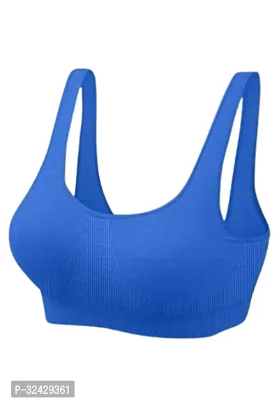 Stylish Blue Cotton Solid Bra For Women-thumb0