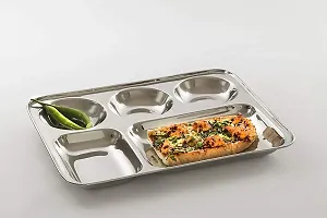 Stylbase Stainless Steel Dinner Plate/Thali with Rectangle Compartments (2)-thumb1