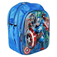 RBRN Captain America 3D Effect Blue Polyester School Bag for Boy's-thumb1