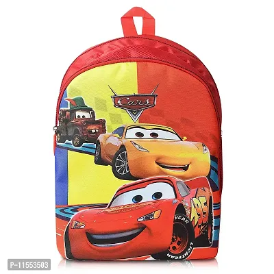 Stylbase Polyester Racing Car Red Bag for Boys Kids Cartoon Print School Bag for Play Ukg Nursery 1st Class Kids Waterproof School Bag - 14 inch