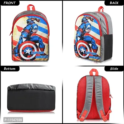 Stylbase Avenger Captain Ameica25 liters Grey School Bag | Casual Backpack for Boys  Girls, Kid's Backpack-thumb2