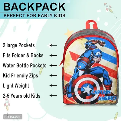 Stylbase Avenger Captain Ameica25 liters Grey School Bag | Casual Backpack for Boys  Girls, Kid's Backpack-thumb3