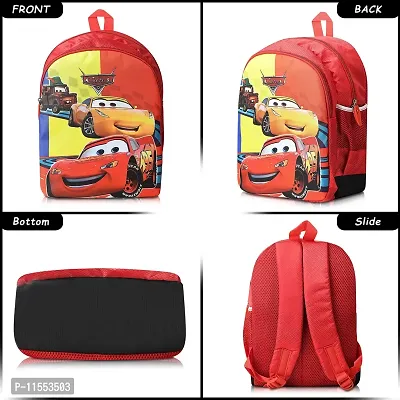 Stylbase Polyester Racing Car Red Bag for Boys Kids Cartoon Print School Bag for Play Ukg Nursery 1st Class Kids Waterproof School Bag - 14 inch-thumb4