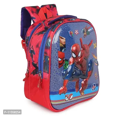 STYLBASE Muskan Creation Kid's Soft Fabric Trends Spider Man 3D Character Embossed School Bag (Multicolour)-thumb3