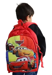 Stylbase Polyester Racing Car Red Bag for Boys Kids Cartoon Print School Bag for Play Ukg Nursery 1st Class Kids Waterproof School Bag - 14 inch-thumb1