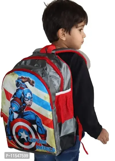 Stylbase Avenger Captain Ameica25 liters Grey School Bag | Casual Backpack for Boys  Girls, Kid's Backpack-thumb4