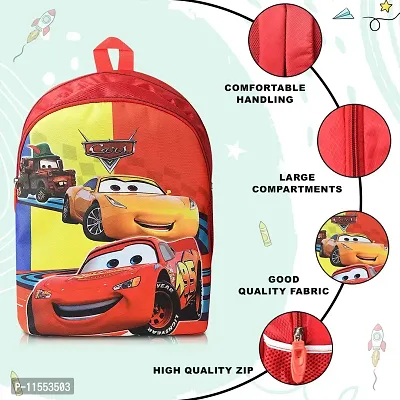 Stylbase Polyester Racing Car Red Bag for Boys Kids Cartoon Print School Bag for Play Ukg Nursery 1st Class Kids Waterproof School Bag - 14 inch-thumb3