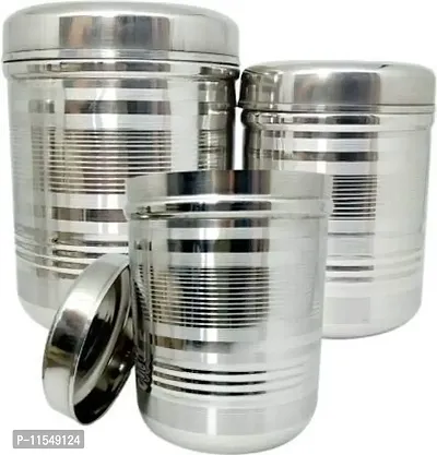 Stylbase Stainless Steel Container Set - 1000 ml, 800 ml, 500 ml 3 Pieces, Silver