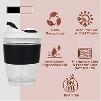Stylbase Borosilicate Glass Coffee Mug Premium Clear Cap Mug with Lid Flip Top Mugs for Coffee Travel Mug, Tea Cup Green Tea Cup / Glass Coffee Mug / Coffee Mug with lid 350 ml-thumb4