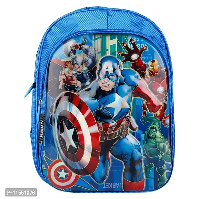 RBRN Captain America 3D Effect Blue Polyester School Bag for Boy's