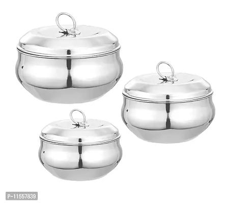 Stylbase Small Stainless Steel Container Set with Lid (300 ML, 200 ML, 150 ML)
