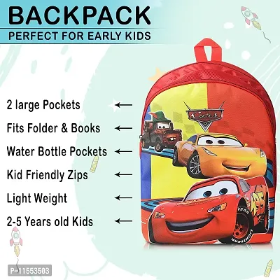 Stylbase Polyester Racing Car Red Bag for Boys Kids Cartoon Print School Bag for Play Ukg Nursery 1st Class Kids Waterproof School Bag - 14 inch-thumb5