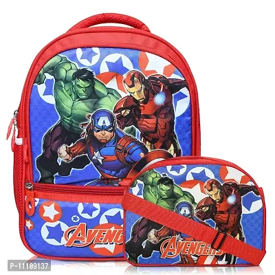 Kids Avengers Small School Bag with Duffel Bag 14 Inches 3D Character Embossed School Bag combo