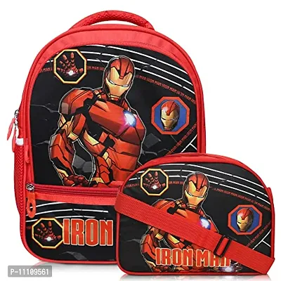 Stylbase Kids Iron man  Small School Bag with Duffel Bag 14 Inches 3D Character Embossed School Bag combo-thumb0