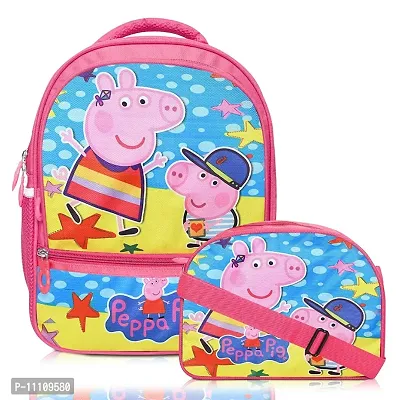 Stylbase Kids Peppa Pig Small School Bag with Duffel Bag 14 Inches 3D Character Embossed School Bag combo
