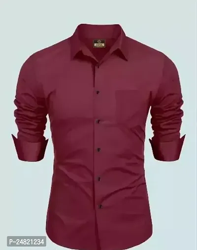 Comfortable Maroon Cotton Long Sleeve Shirt For Men-thumb0
