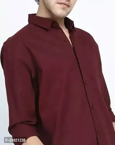 Comfortable Maroon Cotton Long Sleeve Shirt For Men-thumb0