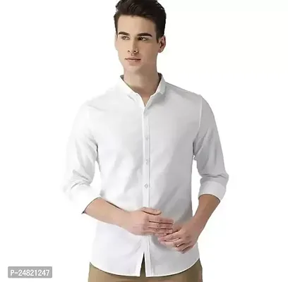 Comfortable White Cotton Long Sleeve Shirt For Men