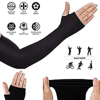 SAA Trader Black Fully Stretched Skinny Fit Arm Sleeves for Arm to Sun-Protections (Free Size, 1 Pair)-thumb3