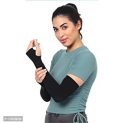 SUNBURN UV PROTECTED ICY COOL  REFRESHING LETS SILIM GLOVES FOR MEN  WOMEN, COLOR {BLACK} PAIR OF 1-thumb3