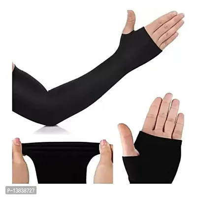 Men and women Sun protection cotton arm sleeve Unisex summer, Winter arm protective Sports cricket, Football rider accessories skin sunburn protector Gym seleves elbow Full cover-thumb3