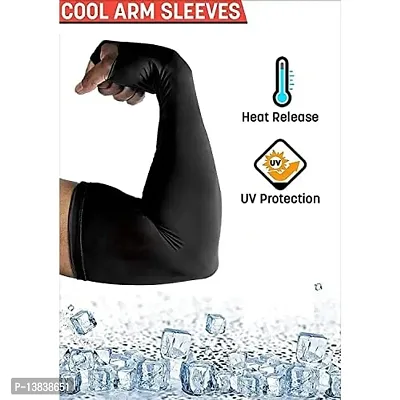 Take N Shine - UV Protection Finger Cut Cooling Arm Sleeves for Men  Women Sunblock, Sports, Running, Golf, Cycling, Driving, Fishing, dust  Pollution Protection ,Long Arm Cover Sleeves-thumb2