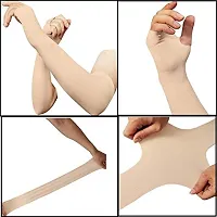 UV Protection Lets Slim Cooling Arm sleeves Cover for Men Women, Gloves with Thumb Hole for Biking, Scooty and sports (Beige l Free Size)-Pack of 1-thumb4