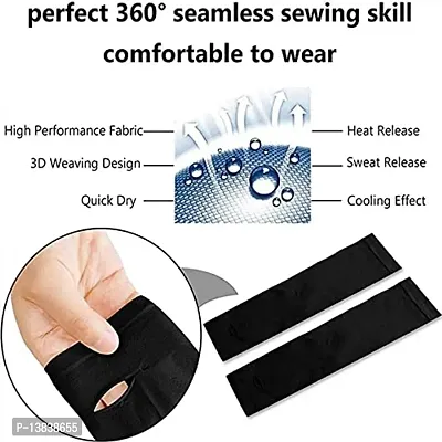 SR TRADERS Arm Sleeves full Stretchable For Unisex Adults Kids Sun Burn Skin Tan For Driving Cycling Tennis Cricket Football Golf Outdoor Gym Cycling Riding. (FREE SIZE, BLACK)-thumb4