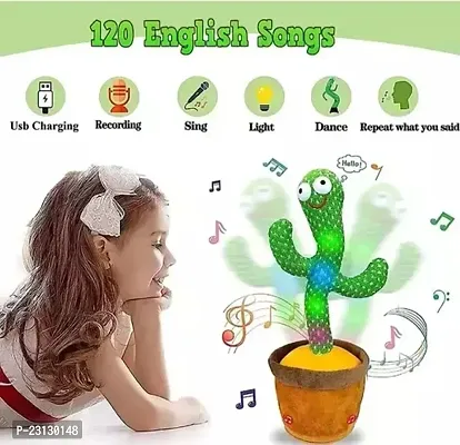 SHAIKH COLLECTION  Dancing Cactus Toy, Wriggle  Singing for Babies  Kids, Plush Electronic Toys, Voice Recording Repeats(Green/Brown)-thumb2